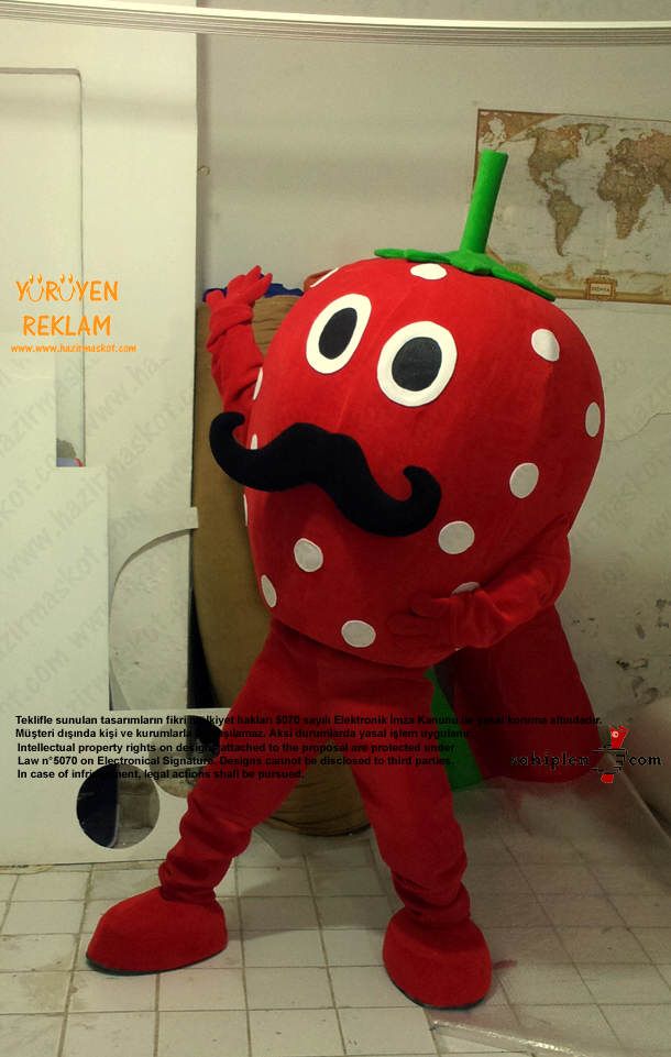 Çilek Maskot Kostümü maskot kostümü