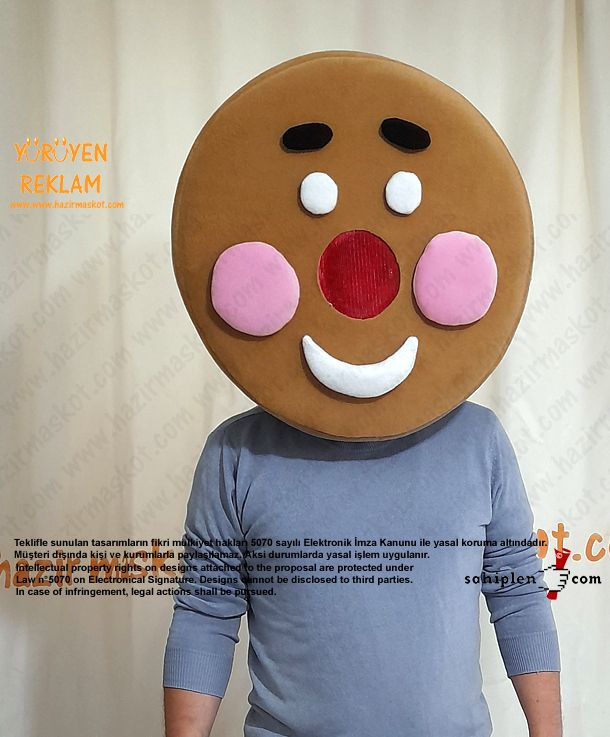 Çörek Adam Maskot Kostümü - Ginger Man maskot kostümü