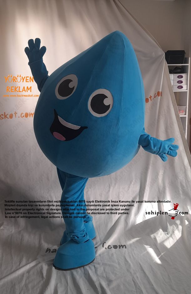 Mavi Su Damlası Maskot Kostümü / Kilis İl Tarım Müdürlüğü maskot kostümü