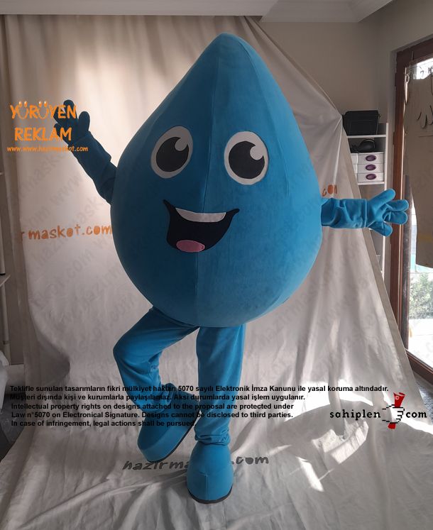 Mavi Su Damlası Maskot Kostümü / Kilis İl Tarım Müdürlüğü maskot kostümü