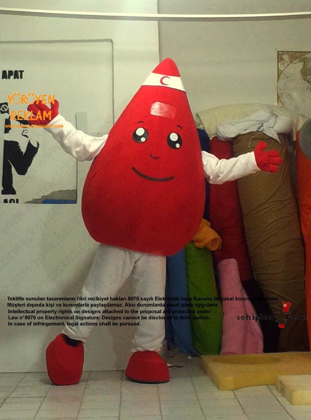 Damla Maskot Kostümü / Kızılay maskot kostümü