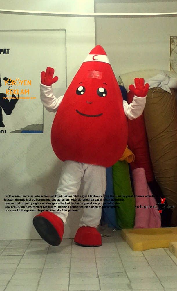 Damla Maskot Kostümü / Kızılay maskot kostümü