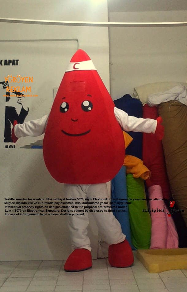 Damla Maskot Kostümü / Kızılay maskot kostümü