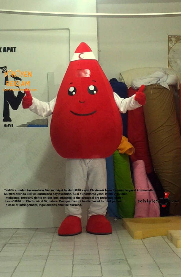 Damla Maskot Kostümü / Kızılay maskot kostümü