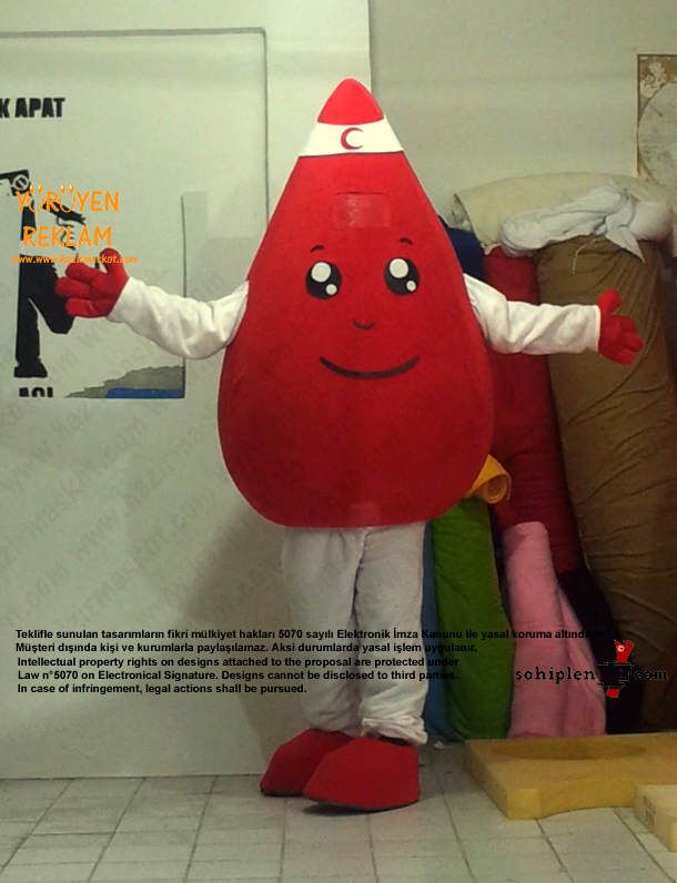 Damla Maskot Kostümü / Kızılay maskot kostümü