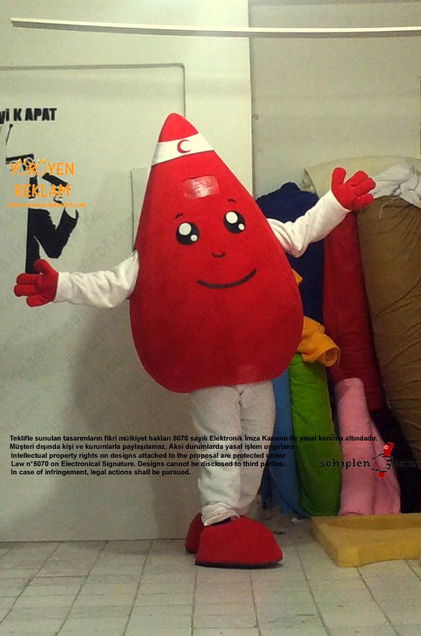 Damla Maskot Kostümü / Kızılay maskot kostümü