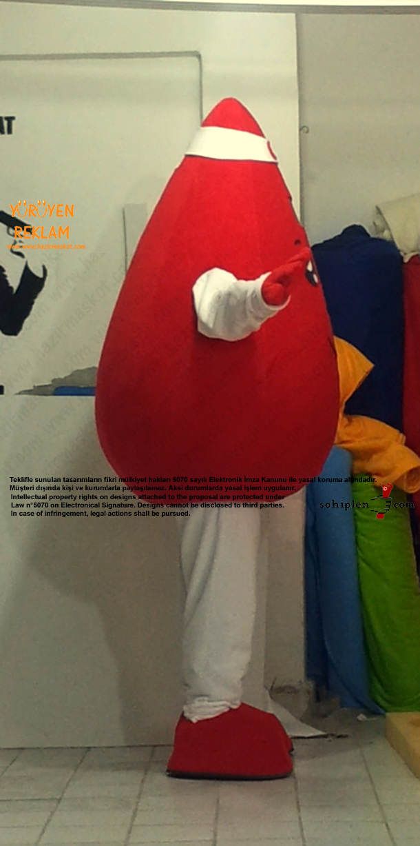Damla Maskot Kostümü / Kızılay maskot kostümü