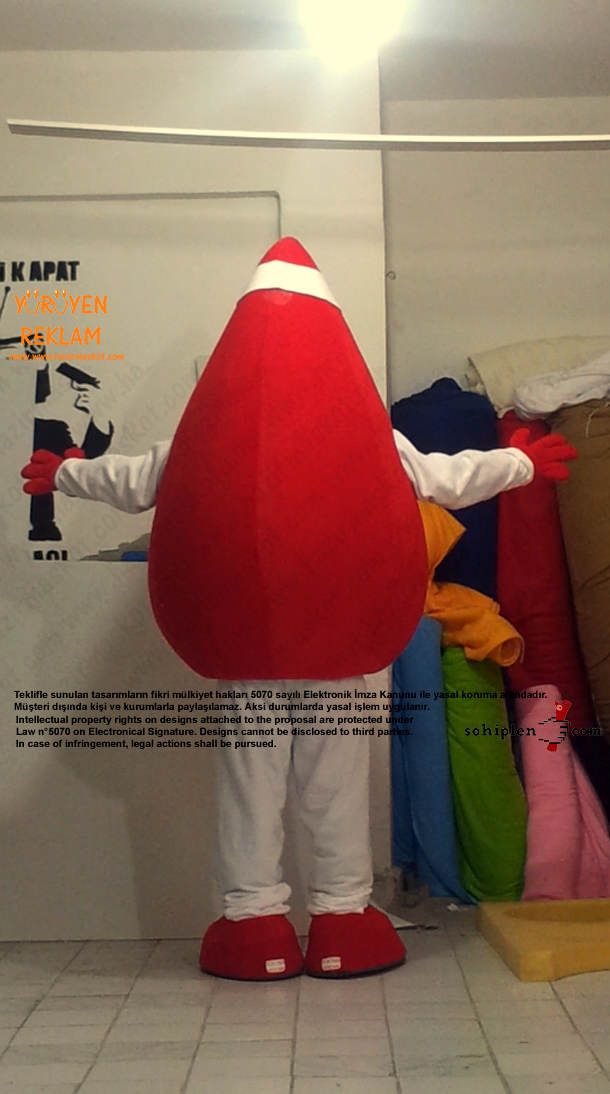 Damla Maskot Kostümü / Kızılay maskot kostümü