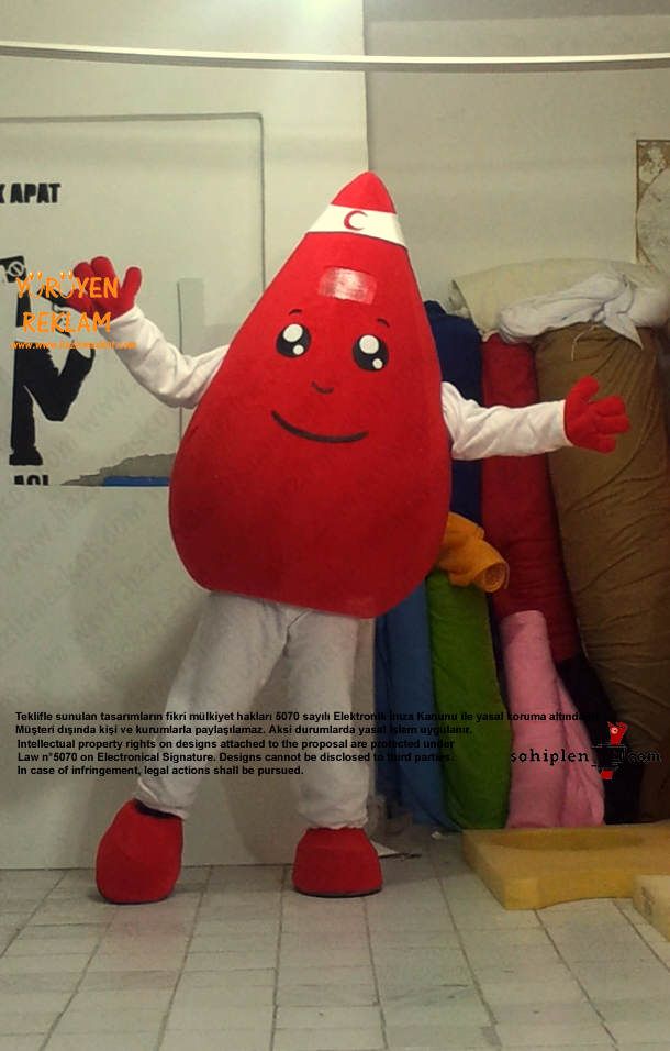 Damla Maskot Kostümü / Kızılay maskot kostümü