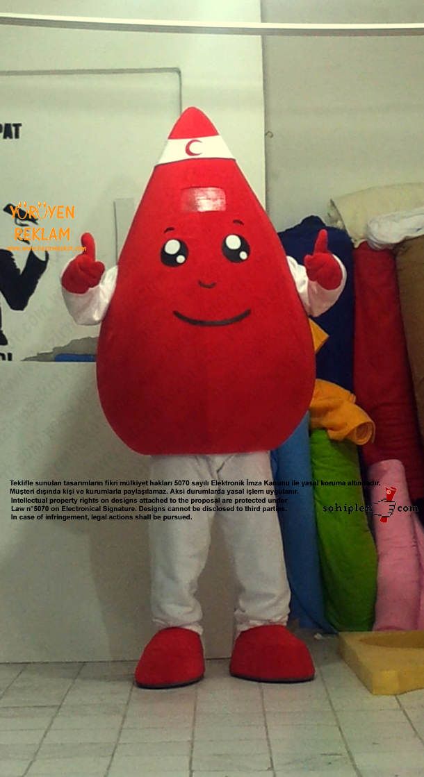 Damla Maskot Kostümü / Kızılay maskot kostümü