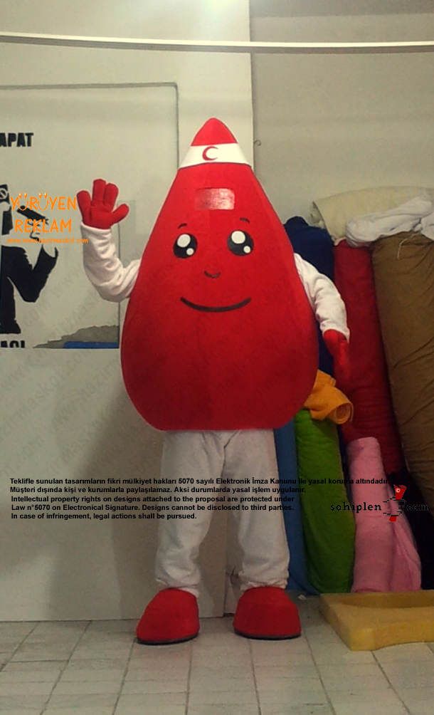 Damla Maskot Kostümü / Kızılay maskot kostümü