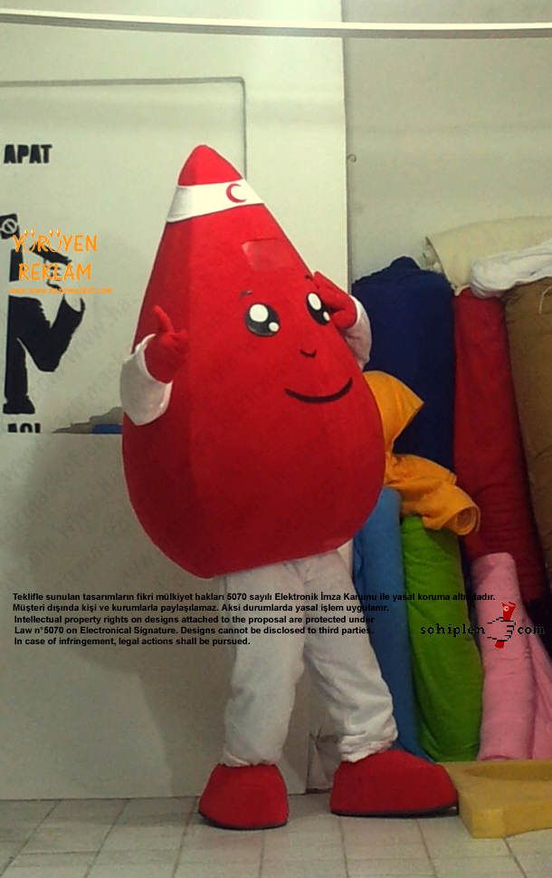 Damla Maskot Kostümü / Kızılay maskot kostümü