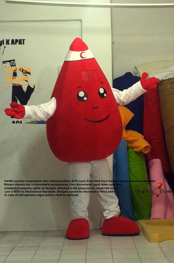 Damla Maskot Kostümü / Kızılay maskot kostümü