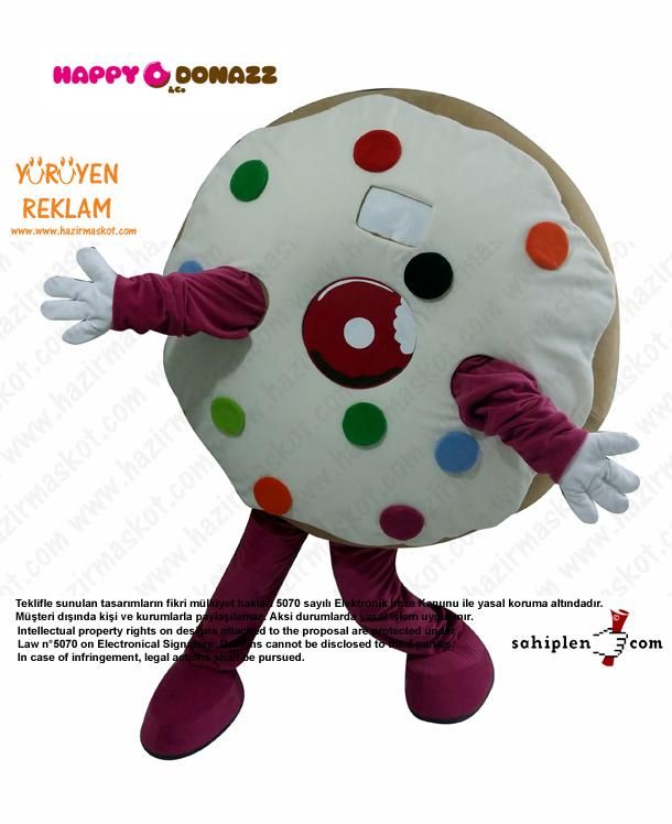 Almanya Happy Donazz Donut Maskot Kostüm maskot kostümü