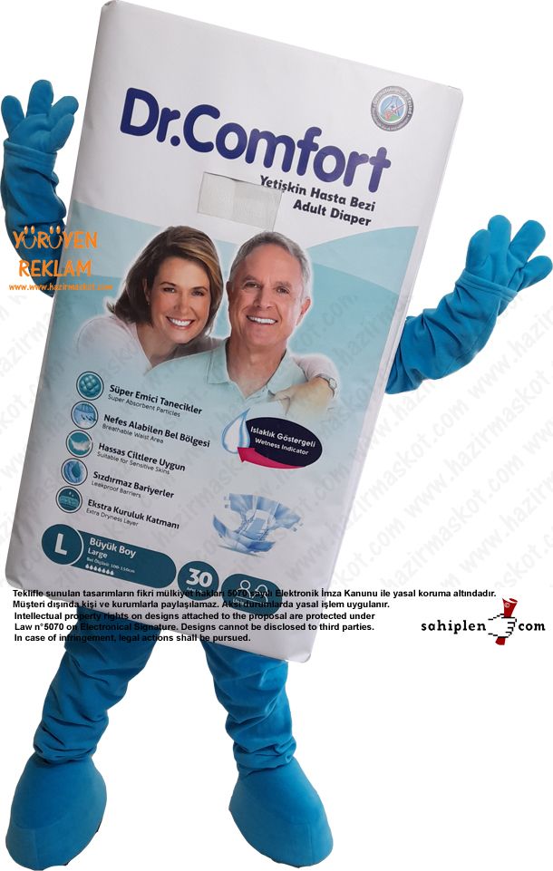 Dr Comfort Yetişkin Bezi Maskot Kostümü maskot kostümü