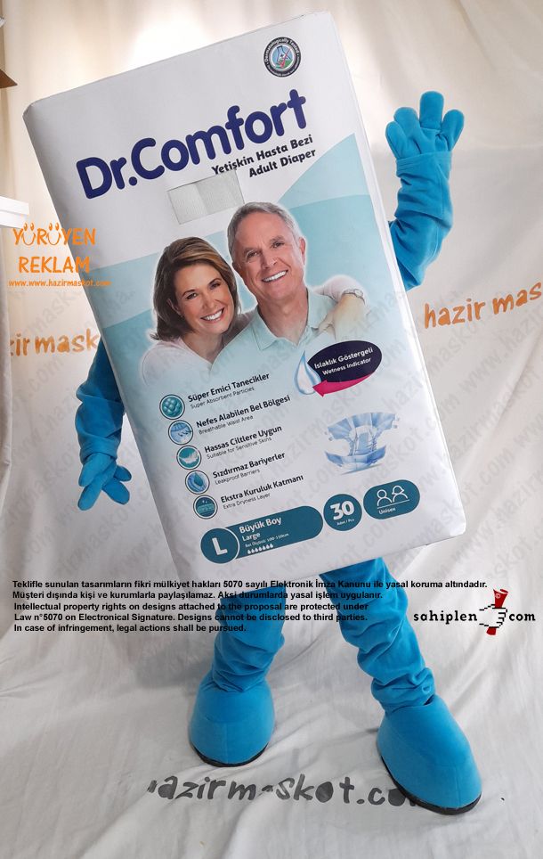 Dr Comfort Yetişkin Bezi Maskot Kostümü maskot kostümü