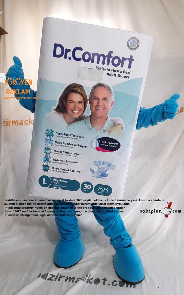 Dr Comfort Yetişkin Bezi Maskot Kostümü maskot kostümü