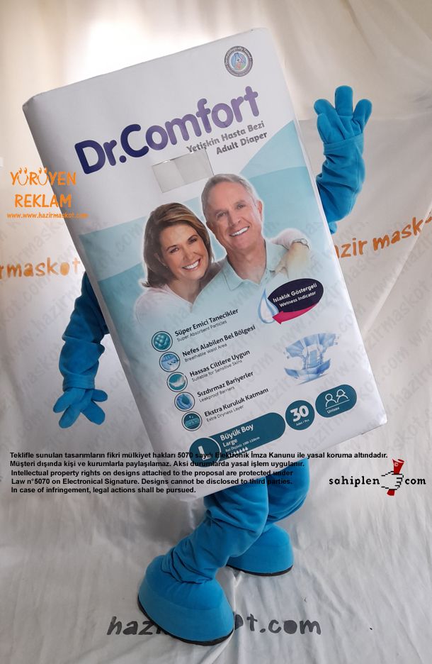 Dr Comfort Yetişkin Bezi Maskot Kostümü maskot kostümü