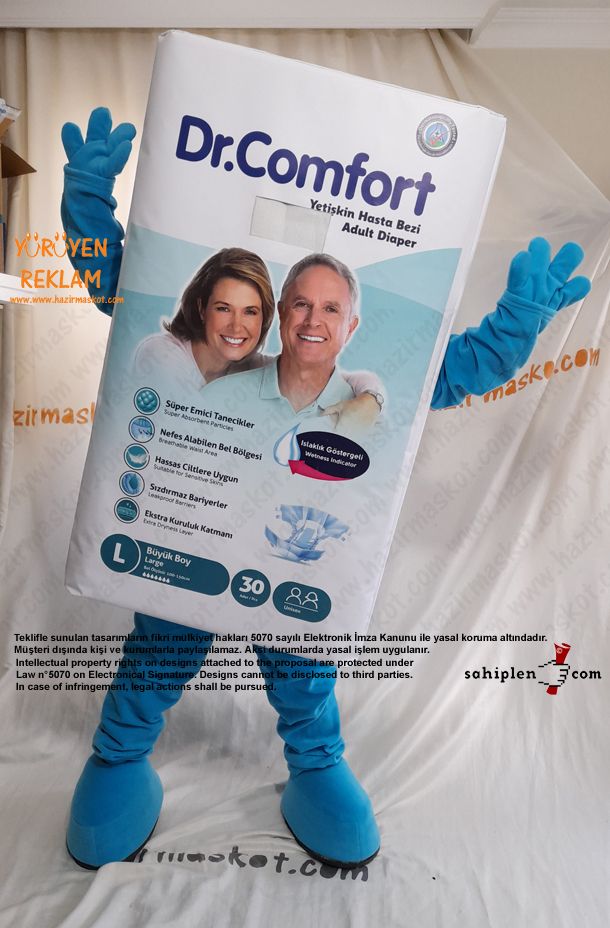 Dr Comfort Yetişkin Bezi Maskot Kostümü maskot kostümü