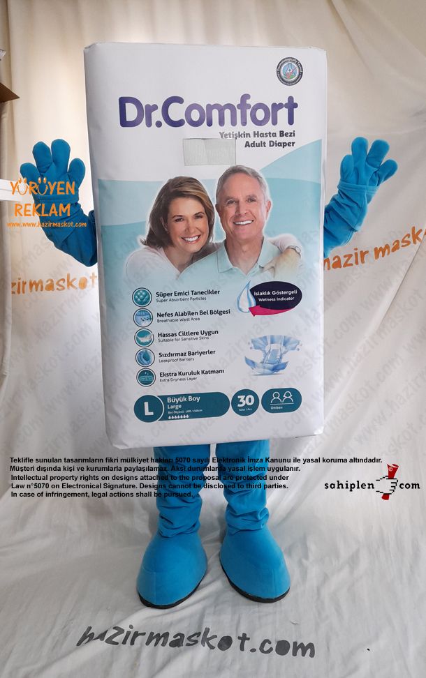 Dr Comfort Yetişkin Bezi Maskot Kostümü maskot kostümü