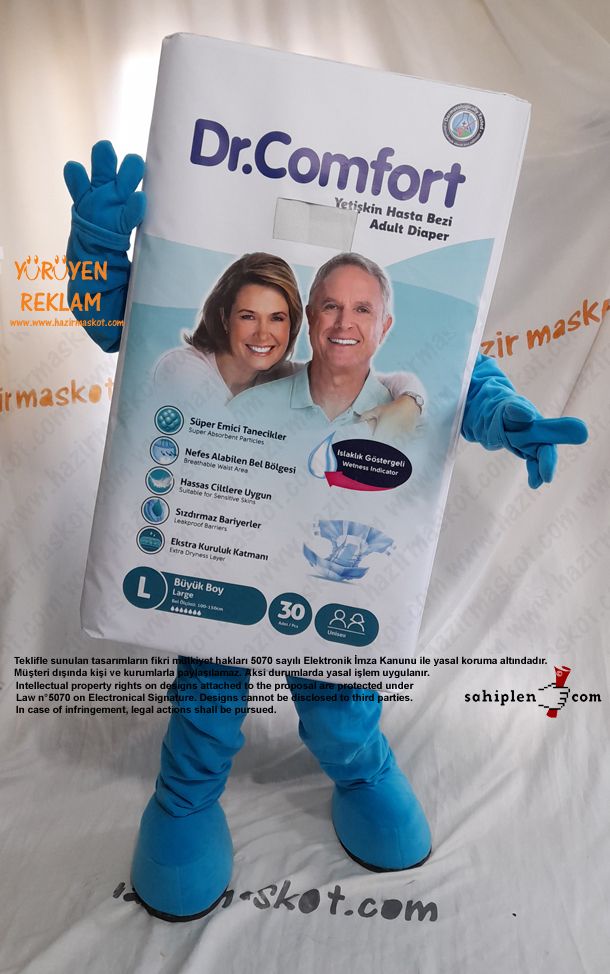 Dr Comfort Yetişkin Bezi Maskot Kostümü maskot kostümü
