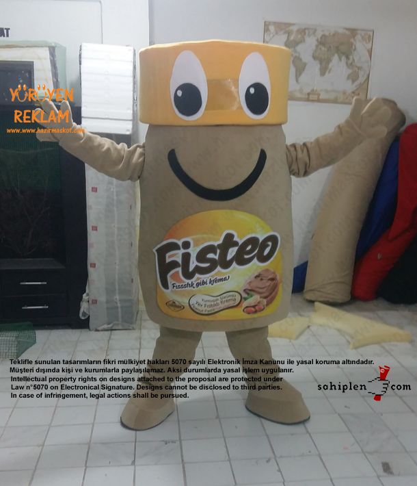 Fisteo Fıstık Ezmesi Kavanozu Maskot Kostümü maskot kostümü