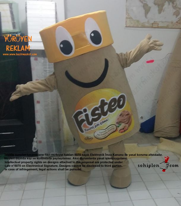 Fisteo Fıstık Ezmesi Kavanozu Maskot Kostümü maskot kostümü