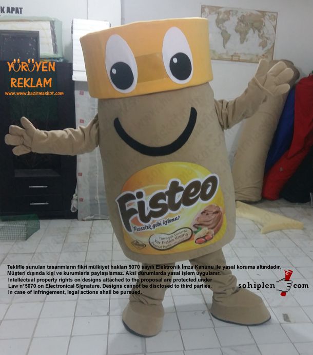 Fisteo Fıstık Ezmesi Kavanozu Maskot Kostümü maskot kostümü