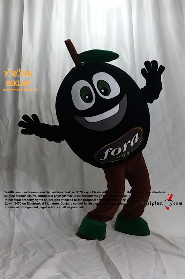Zeytin Maskot Kostümü / Fora Zeytin / İzmir maskot kostümü