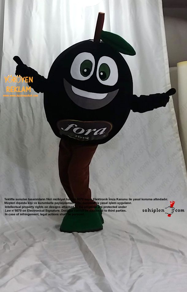 Zeytin Maskot Kostümü / Fora Zeytin / İzmir maskot kostümü