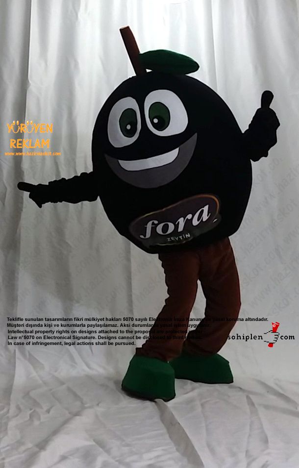 Zeytin Maskot Kostümü / Fora Zeytin / İzmir maskot kostümü