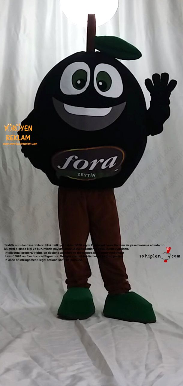 Zeytin Maskot Kostümü / Fora Zeytin / İzmir maskot kostümü