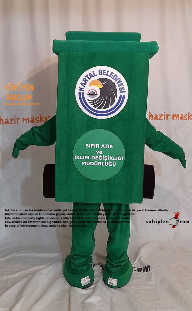 Geri Dönüşüm Konteyneri Maskot Kostümü / Kartal Belediyesi maskot kostümü