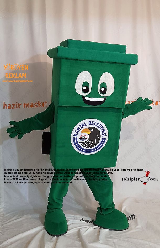 Geri Dönüşüm Konteyneri Maskot Kostümü / Kartal Belediyesi maskot kostümü