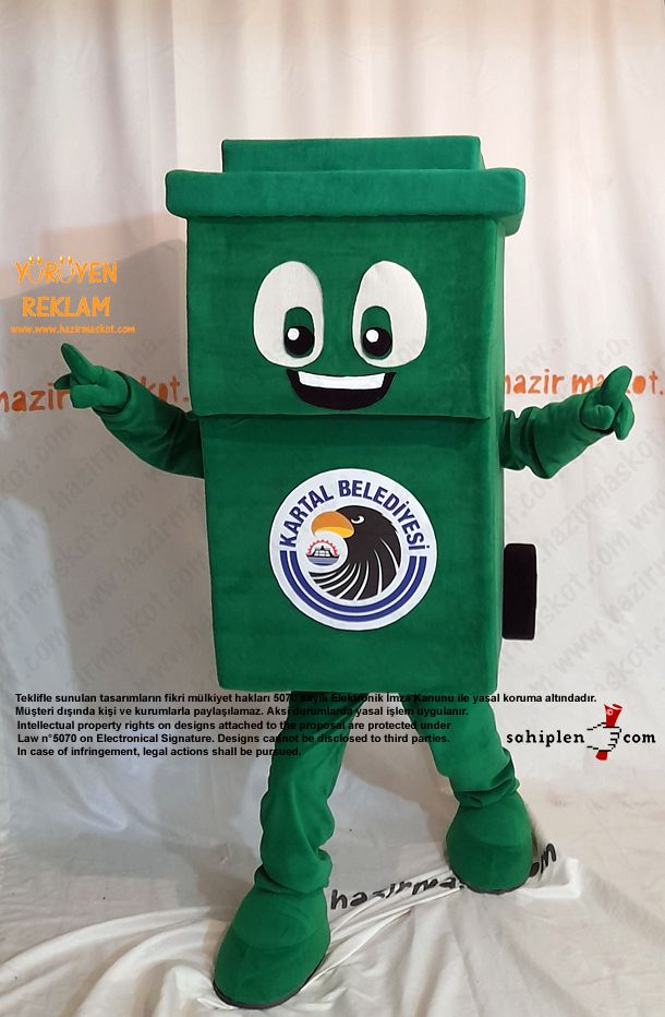Geri Dönüşüm Konteyneri Maskot Kostümü / Kartal Belediyesi maskot kostümü