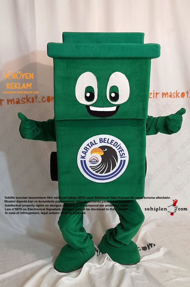Geri Dönüşüm Konteyneri Maskot Kostümü / Kartal Belediyesi maskot kostümü