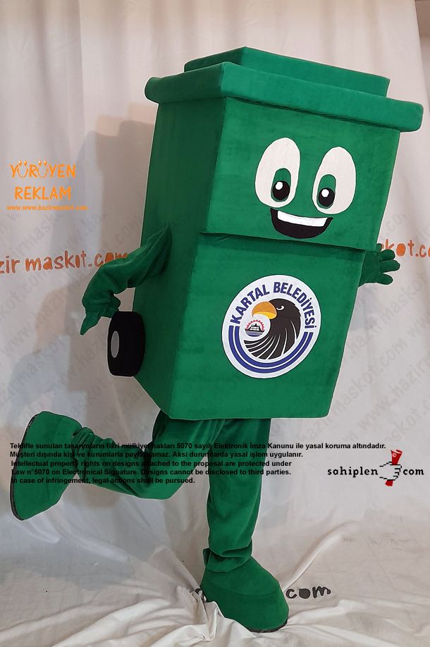 Geri Dönüşüm Konteyneri Maskot Kostümü / Kartal Belediyesi maskot kostümü