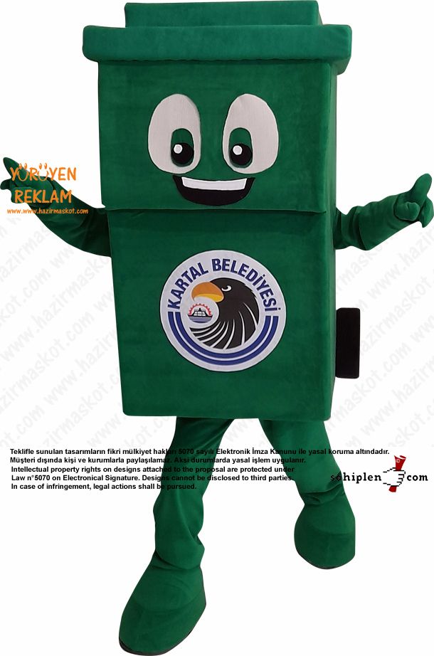 Geri Dönüşüm Konteyneri Maskot Kostümü / Kartal Belediyesi maskot kostümü