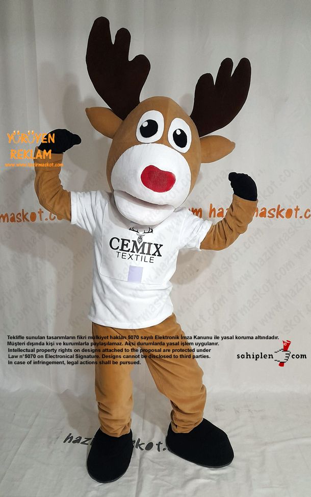 Geyik Maskot Kostümü / CEMİX Tekstil maskot kostümü