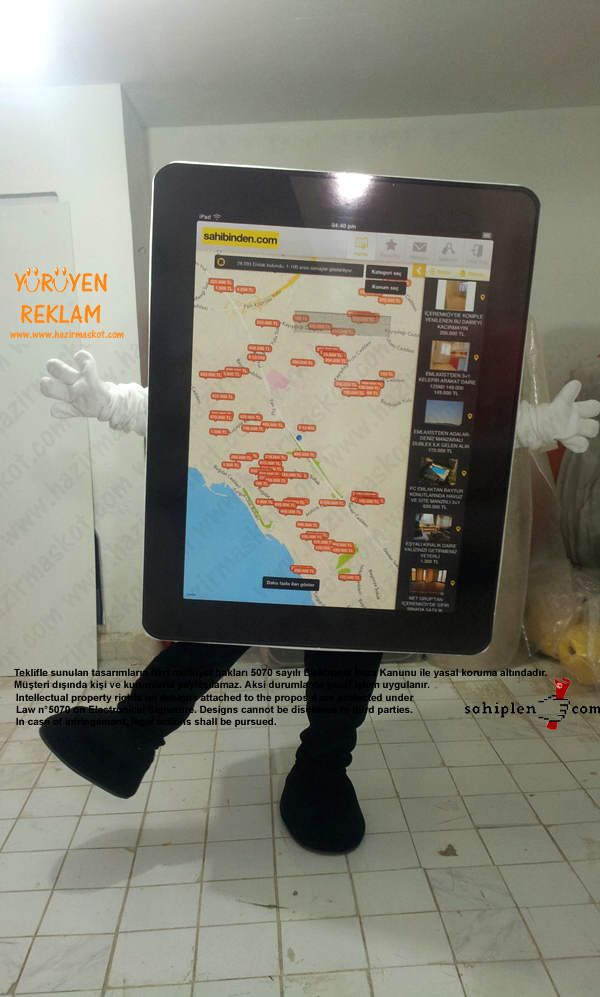 iPad maskot kostümü maskot kostümü