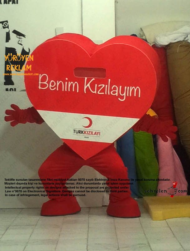 Kalp Maskot Kostümü / Kızılay maskot kostümü