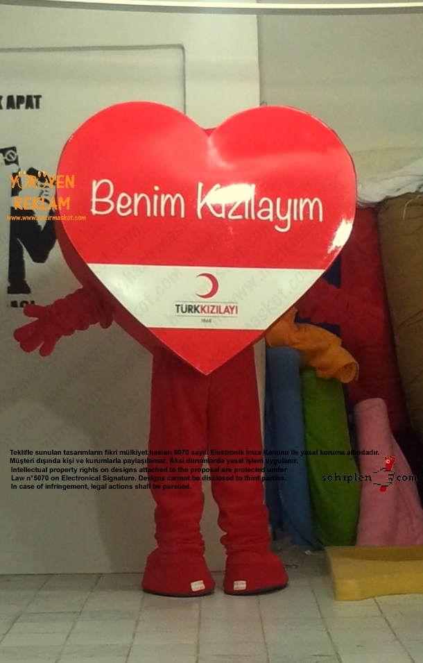 Kalp Maskot Kostümü / Kızılay maskot kostümü