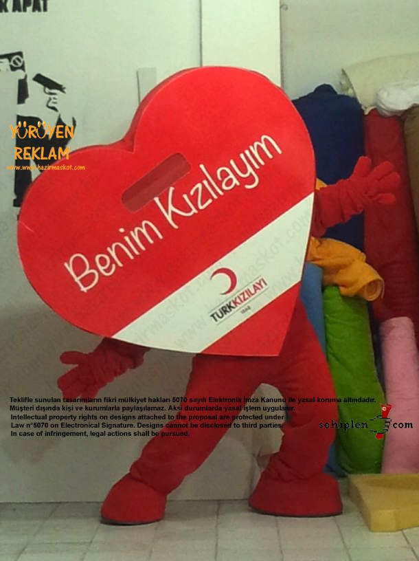 Kalp Maskot Kostümü / Kızılay maskot kostümü