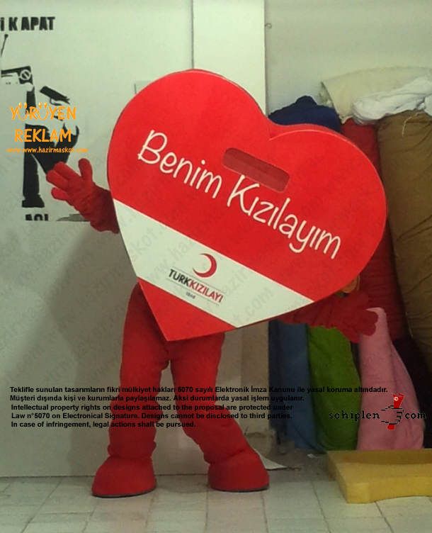 Kalp Maskot Kostümü / Kızılay maskot kostümü
