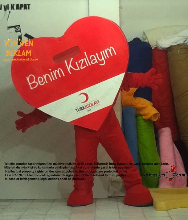 Kalp Maskot Kostümü / Kızılay maskot kostümü
