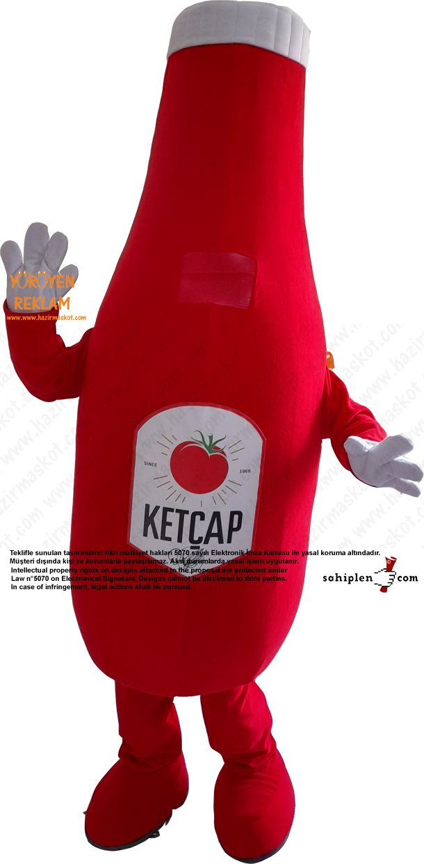 Ketçap Şişesi Maskot Kostümü / Pazarama maskot kostümü