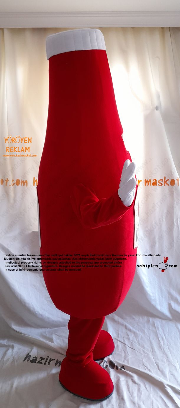 Ketçap Şişesi Maskot Kostümü / Pazarama maskot kostümü