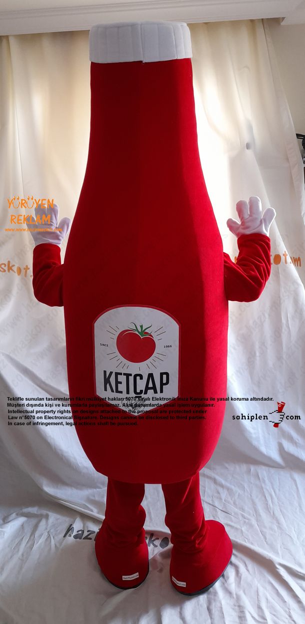 Ketçap Şişesi Maskot Kostümü / Pazarama maskot kostümü