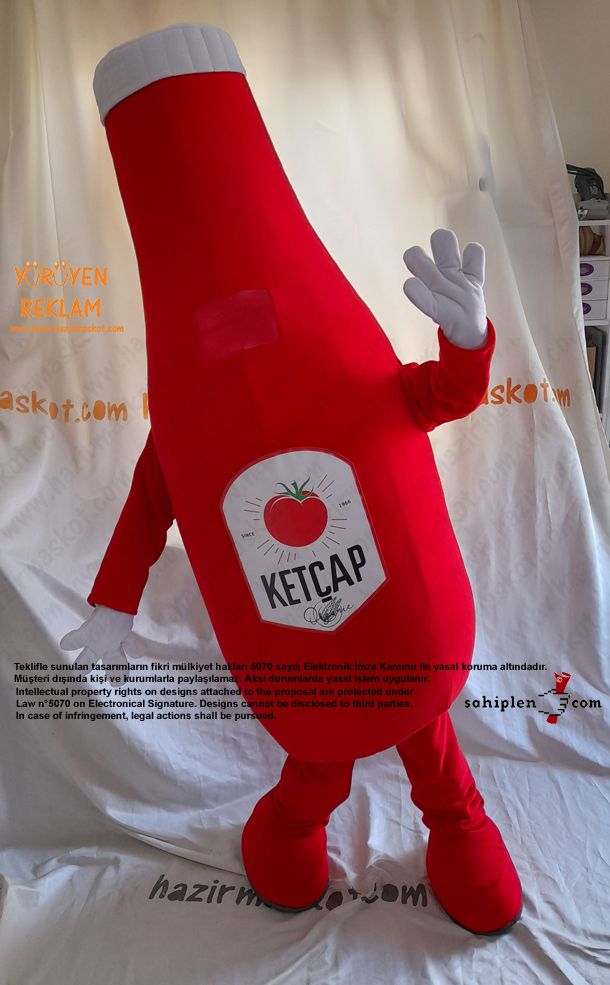 Ketçap Şişesi Maskot Kostümü / Pazarama maskot kostümü