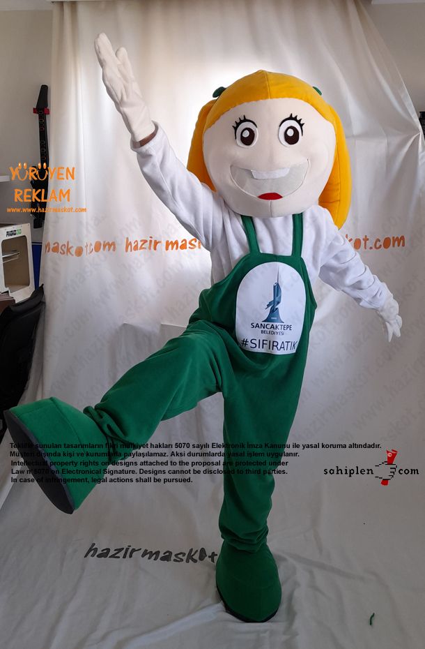 Kız Çocuk Maskot Kostümü / Geri Dönüşüm Sancaktepe Belediyesi maskot kostümü